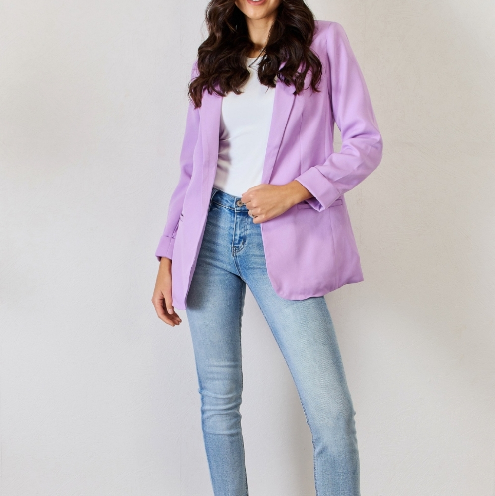 Zenana Open Front Long Sleeve Blazer